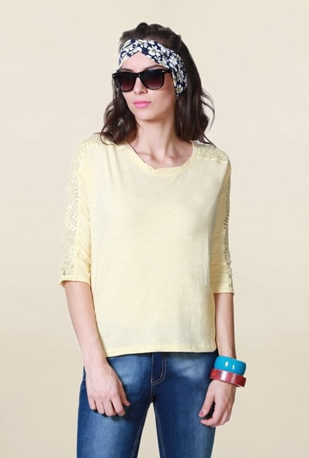People Yellow Textured Top People Yellow Textured Top
