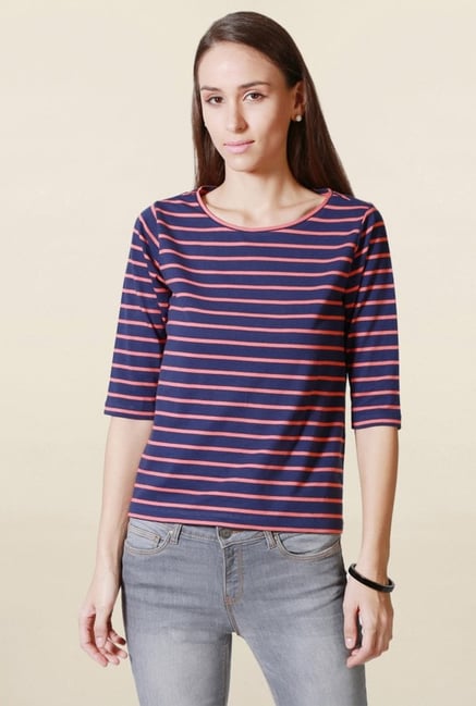 Solly by Allen Solly Navy Striped Top Solly by Allen Solly Navy Striped Top