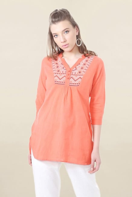 People Peach Embroidered Tunic People Peach Embroidered Tunic