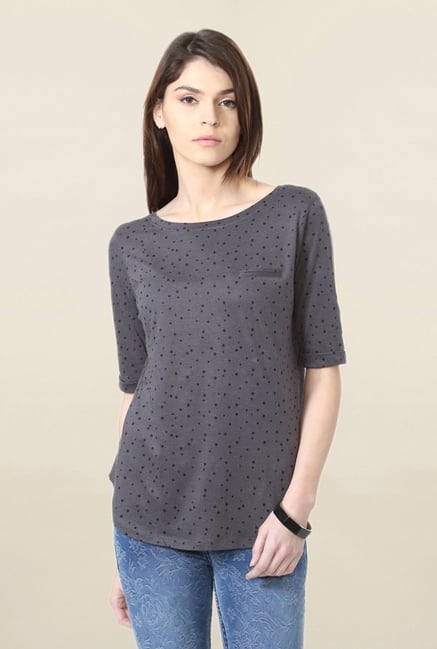 People Grey Polka Dot Top People Grey Polka Dot Top