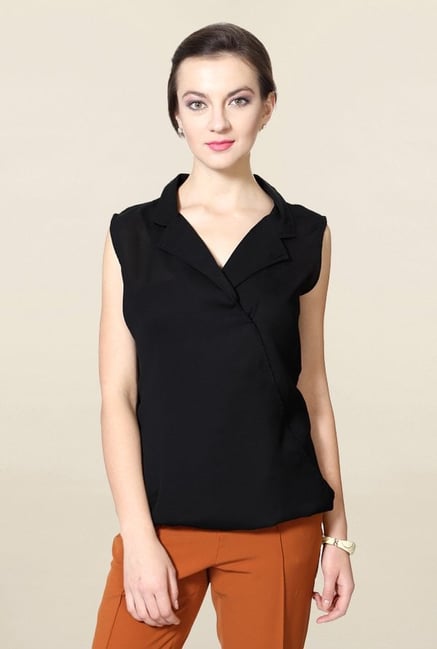 Solly by Allen Solly Black Solid Top Solly by Allen Solly Black Solid Top