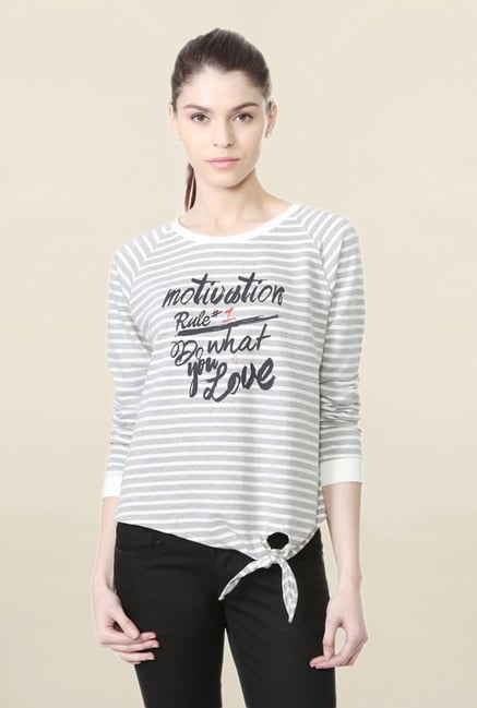 People Grey Striped Top People Grey Striped Top