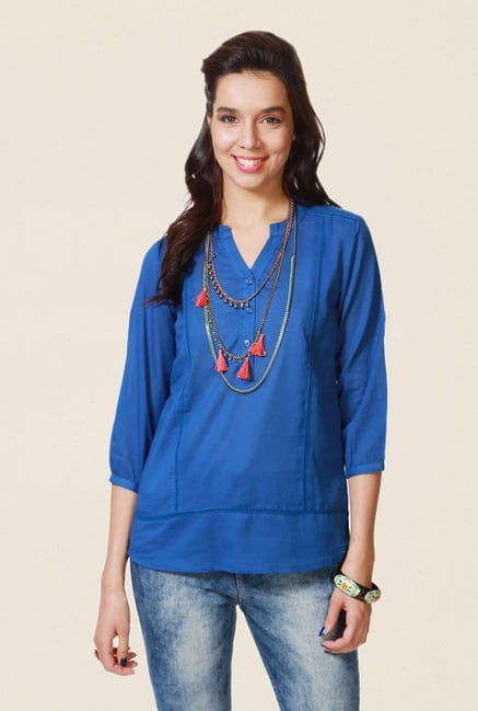 People Blue Solid Top People Blue Solid Top