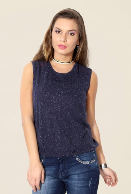 People Navy Printed Top People Navy Printed Top