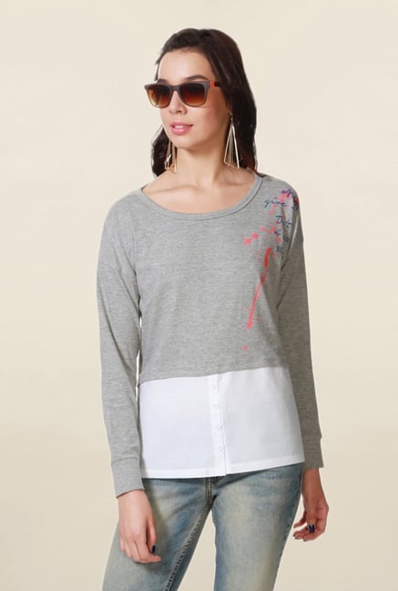 People Grey Printed Top People Grey Printed Top