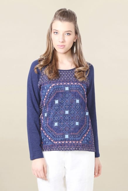 People Navy Printed Top People Navy Printed Top
