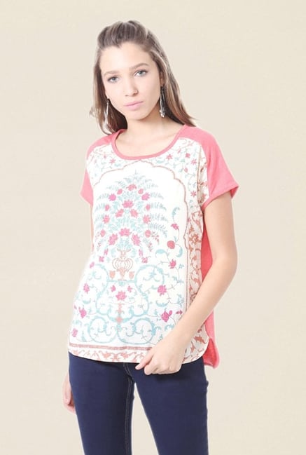 People White & Pink Floral Print Top People White & Pink Floral Print Top