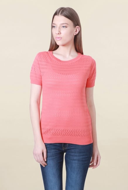 Solly by Allen Solly Coral Crochet Top Solly by Allen Solly Coral Crochet Top