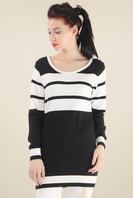 Pepe Jeans Black & White Striped Long T-Shirt Pepe Jeans Black & White Striped Long T-Shirt
