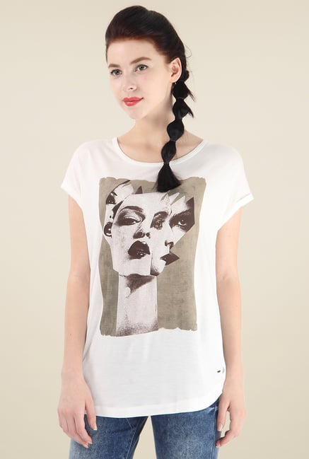 Pepe Jeans White Printed Round Neck T-Shirt Pepe Jeans White Printed Round Neck T-Shirt