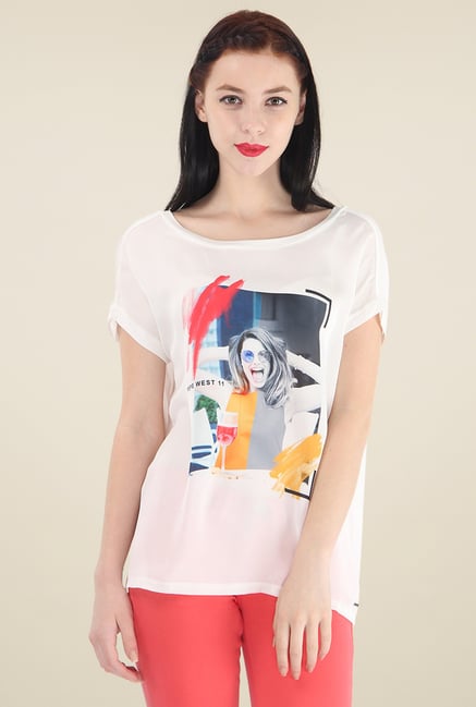 Pepe Jeans White Round Neck Printed T-Shirt Pepe Jeans White Round Neck Printed T-Shirt