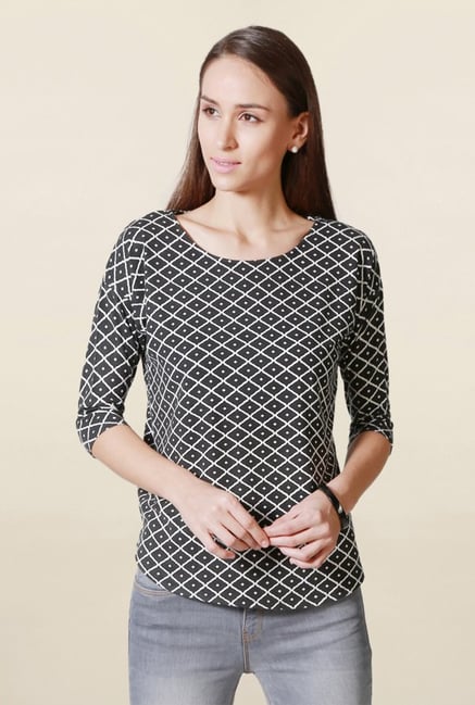 Solly by Allen Solly Black Printed Top Solly by Allen Solly Black Printed Top
