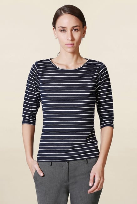 Solly by Allen Solly Navy Striped Top Solly by Allen Solly Navy Striped Top