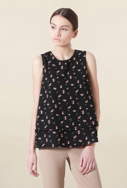 Solly by Allen Solly Black Floral Print Top Solly by Allen Solly Black Floral Print Top