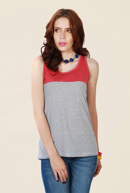People Grey Striped Top People Grey Striped Top