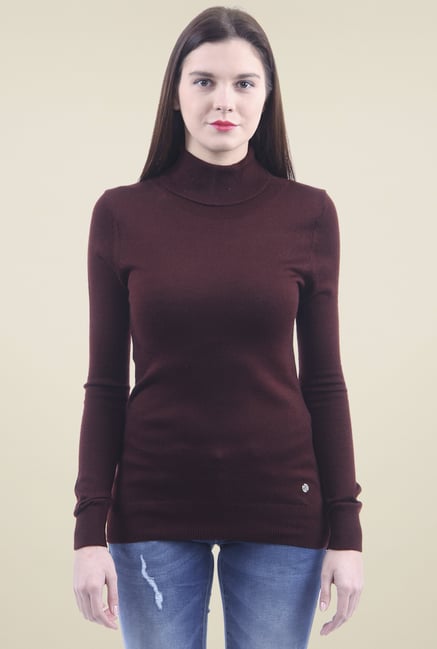 Pepe Jeans Maroon Full Sleeves Cotton Sweater Pepe Jeans Maroon Full Sleeves Cotton Sweater