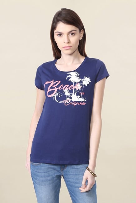 People Navy Graphic Print T Shirt People Navy Graphic Print T Shirt