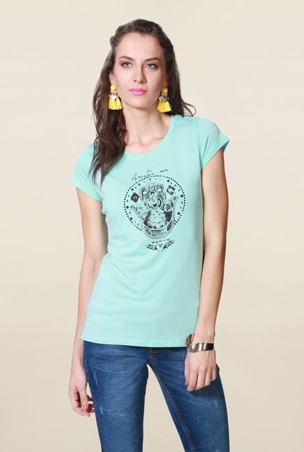 People Blue Graphic Print T Shirt People Blue Graphic Print T Shirt