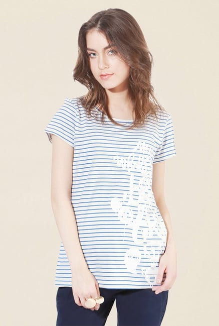 People White & Navy Striped T Shirt People White & Navy Striped T Shirt