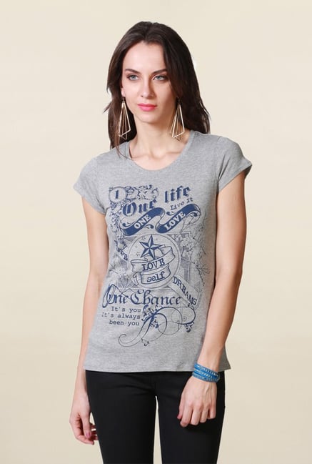 People Grey Graphic Print T Shirt People Grey Graphic Print T Shirt