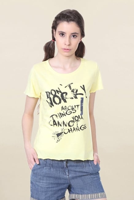 People Yellow Graphic Print T Shirt People Yellow Graphic Print T Shirt