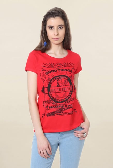 People Red Graphic Print T Shirt People Red Graphic Print T Shirt