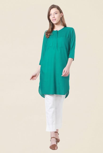 People Green Solid Kurta People Green Solid Kurta