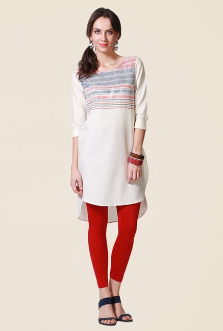 People Cream Printed Cotton Kurta People Cream Printed Cotton Kurta