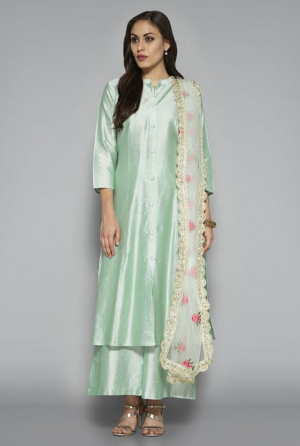 Vark by Westside Sea Green Solid Suit Set Vark by Westside Sea Green Solid Suit Set
