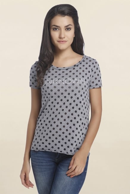 Only Grey Polka Dot T Shirt Only Grey Polka Dot T Shirt