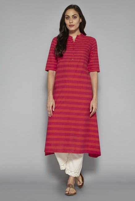 Utsa by Westside Pink & Orange Pure Cotton Kurta Utsa by Westside Pink & Orange Pure Cotton Kurta