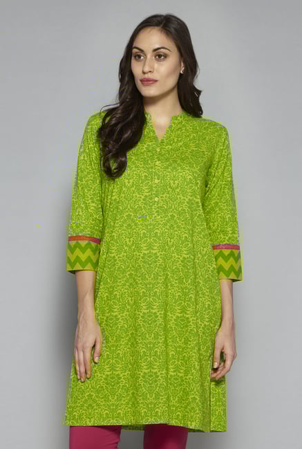 Utsa by Westside Lime Green Floral Print Kurta Utsa by Westside Lime Green Floral Print Kurta