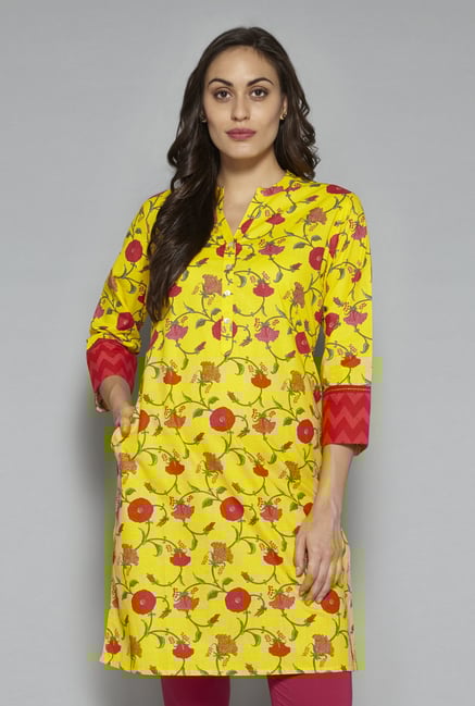 Utsa by Westside Yellow Pure Cotton Kurta Utsa by Westside Yellow Pure Cotton Kurta