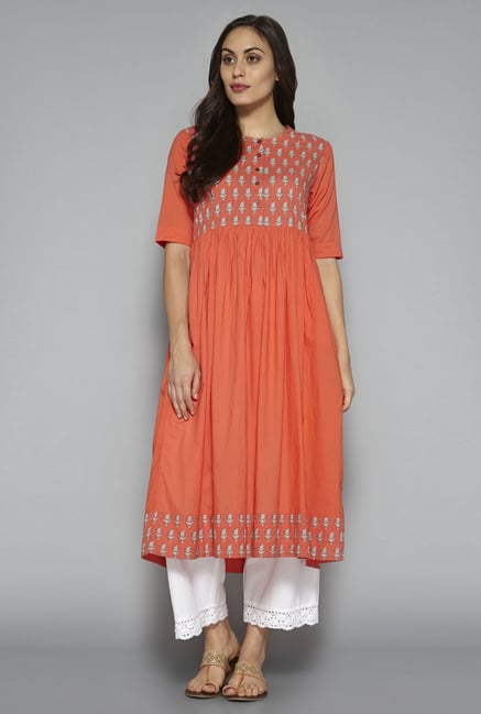 Utsa by Westside Peach Pure Cotton Anarkali Kurta Utsa by Westside Peach Pure Cotton Anarkali Kurta