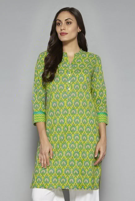 Utsa by Westside Lime Green Floral Print Kurta Utsa by Westside Lime Green Floral Print Kurta