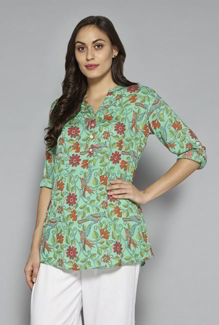 Utsa by Westside Turquoise Floral Print Kurti Utsa by Westside Turquoise Floral Print Kurti