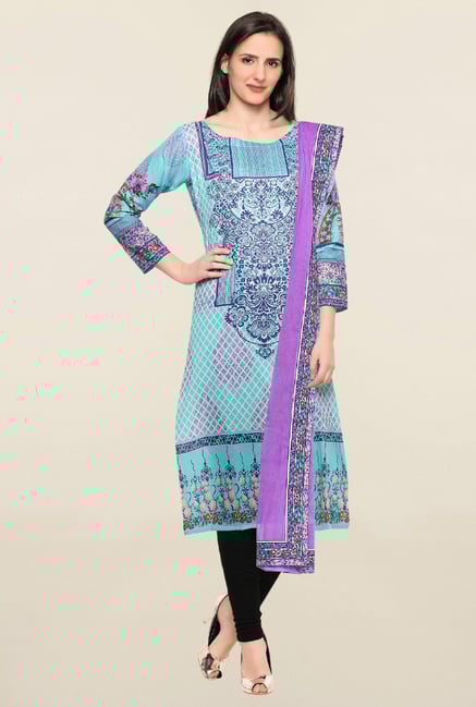 Ahalyaa Sky Blue & Lavender Cotton Kurta Dupatta Combo Set Ahalyaa Sky Blue & Lavender Cotton Kurta Dupatta Combo Set