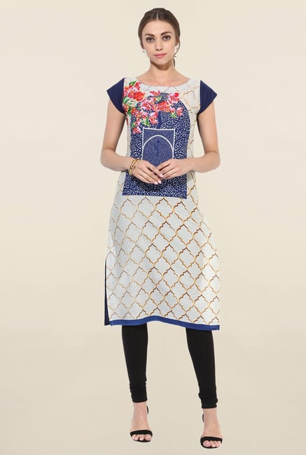 Ahalyaa Multicolor Printed Cotton Kurti Ahalyaa Multicolor Printed Cotton Kurti