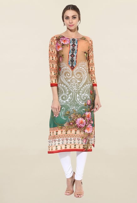 Ahalyaa Multicolor Printed Cotton Kurti Ahalyaa Multicolor Printed Cotton Kurti