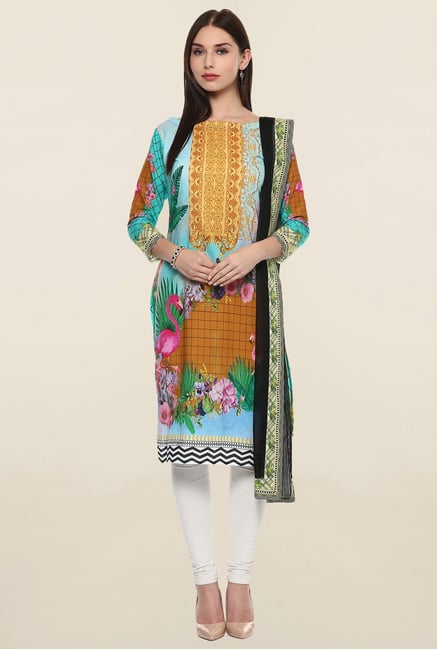 Ahalyaa Flamingo Multicolor Kurta Dupatta Combo Set Ahalyaa Flamingo Multicolor Kurta Dupatta Combo Set