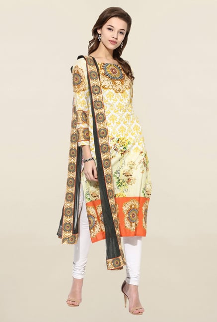 Ahalyaa Yellow & Black Cotton Kurta Net Dupatta Combo Set Ahalyaa Yellow & Black Cotton Kurta Net Dupatta Combo Set