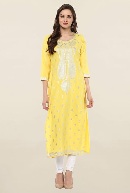 Ahalyaa Yellow Straight Kurta Ahalyaa Yellow Straight Kurta