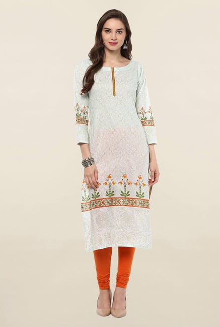 Ahalyaa White Printed Cotton Kurti Ahalyaa White Printed Cotton Kurti