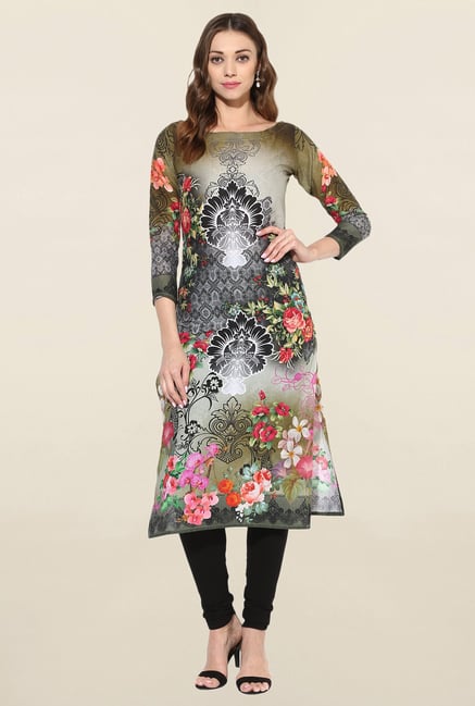 Ahalyaa Multicolor Floral Print Cotton Kurti Ahalyaa Multicolor Floral Print Cotton Kurti