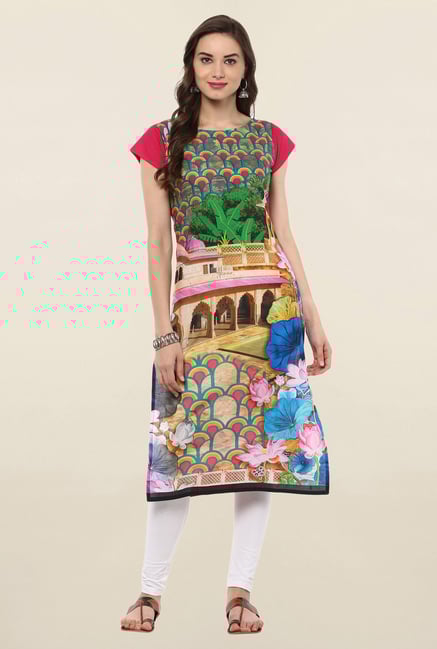 Ahalyaa Multicolor Printed Cotton Kurta Ahalyaa Multicolor Printed Cotton Kurta
