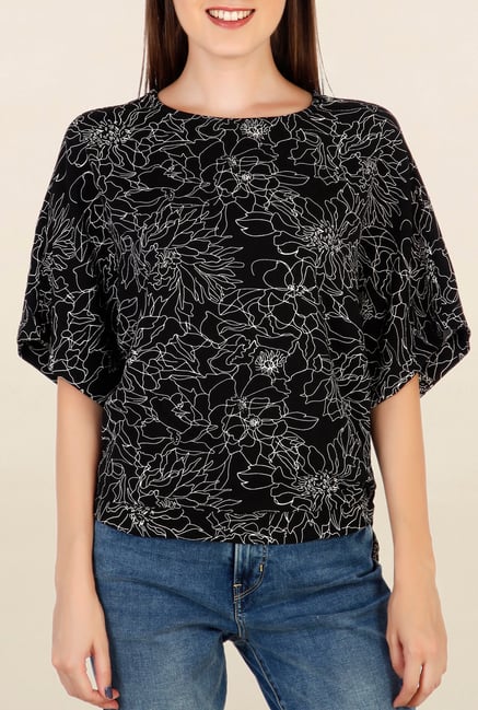 Chemistry Black Printed Top Chemistry Black Printed Top