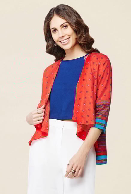 Global Desi Red Printed Shrug Global Desi Red Printed Shrug