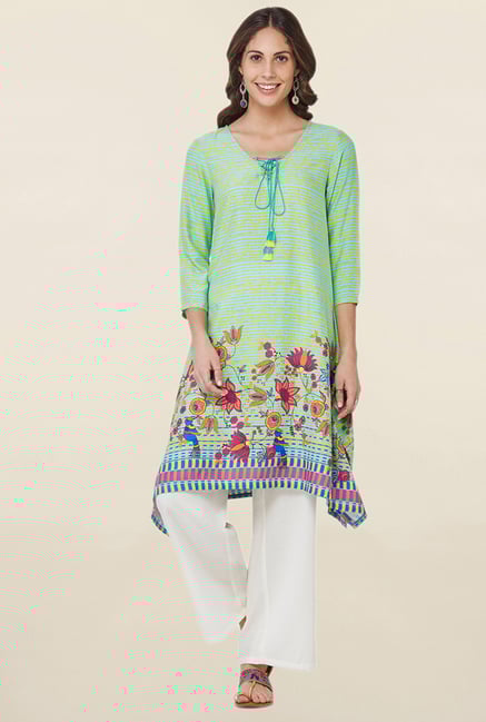 Global Desi Mint Printed Kurta Global Desi Mint Printed Kurta