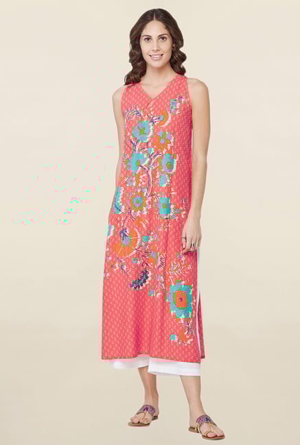 Global Desi Coral Printed Kurta Global Desi Coral Printed Kurta