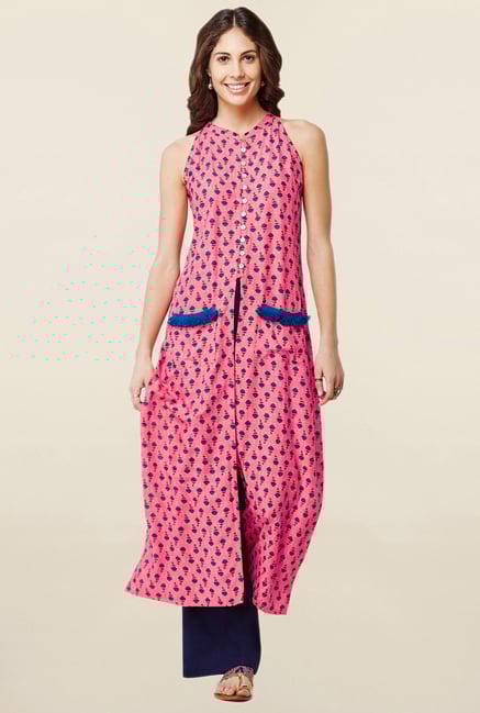 Global Desi Pink Printed Kurta Global Desi Pink Printed Kurta